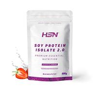 Proteína de Soja Aislada de HSN | Sabor Fresa 500 gr = 17 Tomas por Envase | 100% Vegana | Soy Protein Isolate | No-GMO, Sin Gluten
