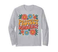 Proteja la Democracia: Retro, Vintage, patriótico, Pro democrático Manga Larga