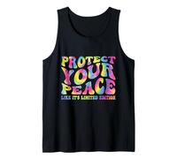 Proteja su Paz Retro Groovy Tie Dye Serenity Quote Camiseta sin Mangas