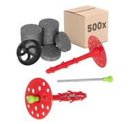 PROTEKTOR Taco para aislamiento térmico Ø8x200mm con clavo de acero (500 taco aislante + 600 Rondelle + 1 Sierra de corona) para fachadas, aislamiento y SATE, con certificación ETA Anclajes térmicos