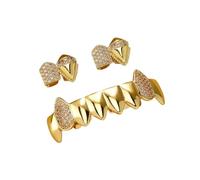 Prótesis anatómicas de vampiros para entusiastas del cosplay y fiestas temáticas de terror, accesorio de disfraces de dientes de vampiros de cobre