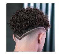 Protesis Capilar 8x10 Pulgadas de Encaje Francés Completo, Peluquín de Pelo Rizado de Cabello Humano para Hombres con Sistema de Pelucas