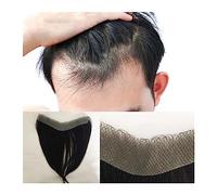 Protesis Capilar Hombre Mens Hairline Toupee Cabello Humano Real Postizo Frontal con Piel Delgada y Suave PU Base Forma de V Front Toupee Sistema de reemplazo de Cabello Natural Tupé Hombre Sistema (