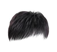 Prótesis Capilar Hombre Peluca Corta y Recta de Cobertura, Elegante, Pelo Sintético de Aspecto Natural para Manchas de Cabello Gris