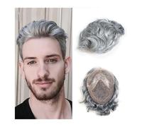Protesis Capilar Hombre Sistema de reemplazo de cabello humano Toupee for hombres Pelucas masculinas de onda mono fina Prótesis for hombres Unidades de postizos grises de 8 x 10 Tupé Hombre Sistema(1B