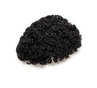 Prótesis Capilar Hombres Base de inyección piel fina PU completa con pelo humano rizo 15 mm for hombres frente vieira Peluca Hombre(7x9)