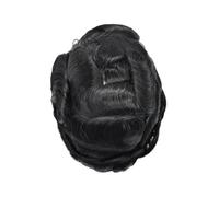 Prótesis Capilar Hombres Mono superior transpirable con piel de PU alrededor prótesis capilar masculina cabello humano natural Peluca Hombre(1#,6x8)