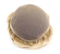 Prótesis Capilar Hombres Peluca de cabello for hombres, encaje francés con revestimiento de poliéster alrededor de la prótesis de cabello masculino, base de encaje transpirable de doble nudo, sistema