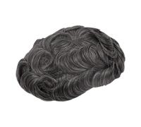Prótesis Capilar Hombres Peluca de cabello humano natural con cabello gris for hombre, prótesis capilar for hombre, pelucas de cabello humano indio de PU con encaje suizo for hombres Peluca Hombre(1B4