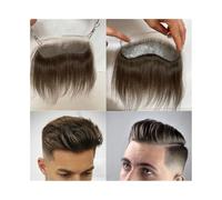 Prótesis Capilar Hombres Peluca de hombre con encaje frontal de 4 cm x 18 cm, piel sintética, línea del cabello en la parte posterior, 7#, marrón, HD, invisible, con encaje, for sistemas de reemplazo