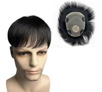 Prótesis Capilar Hombres Peluquín de cabello humano Natural con 4 Clips for hombre, peluca de pelo corto, piezas masculinas, 100% de calvicie, sistema de reemplazo protésico Peluca Hombre(15x20cm)