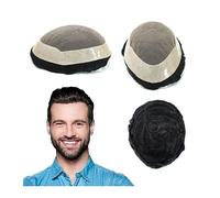 Prótesis Capilar Hombres Postizos finos y duraderos for hombre, prótesis de cabello masculino, cabello humano Remy de 6 pulgadas, peluquín for hombres, #1B, sistemas de reemplazo de cabello negro, pel