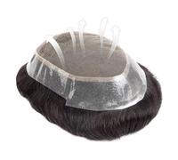 Prótesis Capilar Hombres Prótesis capilar for hombres, sistema de cabello con encaje francés, peluquín for hombres, peluquín de cabello humano Remy, reemplazo de cabello con encaje transpirable y alre