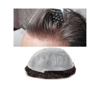 Prótesis Capilar Hombres Prótesis capilares masculinas de piel sintética ultrafina de 0,02 mm a 0,04 mm, peluquín atado a mano con bucles en V for hombres, unidades de sistema capilar de cabello human