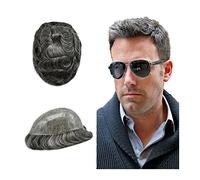 Prótesis Capilar Hombres Toupee for hombre Peluca de pelo corto de 6 pulgadas 8 × 10 "Piel de poliéster completa Prótesis capilar for hombres Postizos de peluquín masculino Cabello indio Piel de PU in