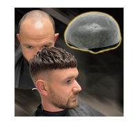 Prótesis Capilar Masculina De 15 Cm, 0,08 Mm De Grosor, Base De PU, Tupé De Hombre Con Doble Nudo, 20 X 25 Cm, Sistema De Reemplazo De Peluca De Densidad Media. Hair Pieces Replacement(100% Density)