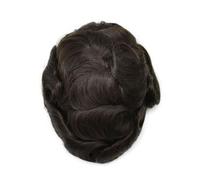 Prótesis capilar masculina de 20 mm con piel sintética alrededor del cabello humano, tupé rizado for hombres, parte superior monocromática Suave y Transpirable(#2,7x9)