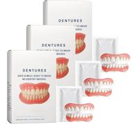 Prótesis dental adsortiva, prótesis dental completa inteligente termoadaptable, juego de rebase de silicona, ideal para mayor comodidad y belleza, para hombres y mujeres.,3pcs
