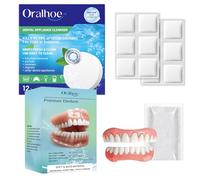 Prótesis dentales de primera calidad para prótesis dentales superiores e inferiores de la mandíbula, con 50 g de pegamento de reparación de dientes y 12 pastillas de limpieza, cemento dental