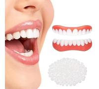 Prótesis Dentales De Silicona, 2 Pares De Dentaduras Postizas Superiores E Inferiores, Carillas Dentales Ajustables A Presión, Blanqueamiento Temporal De Dientes Postizos Para Hombres Y Mujeres