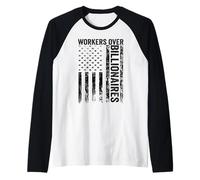 Protesta Divertida Justicia Social reúne a Trabajadores por multimillonarios Camiseta Manga Raglan