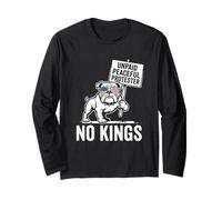 Protestante pacífico sin Pago No Kings Funny Pro Democracy Dog Manga Larga