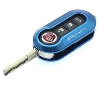 Protex Carcasa protectora para llave brillante para Fiat 500C 500-500L 500X ABARTH GRANDE PUNTO BRAVA PANDA STILO LINEA (azul)