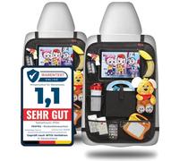 PROTEX Organizador de protección del respaldo [ganador de la prueba 2024], 2 organizadores de asiento trasero de coche, organizador de coche, protector de asiento trasero para niños con compartimento