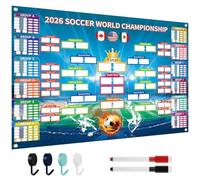 Prothens Póster del Mundial 2026 - Calendario del Mundo 2026, artículo para fans de fútbol, decoración de fiesta, mural para oficina y salón, 60 x 42 cm, regalo para fanáticos del fútbol