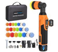 Protmex Pulidora de Coche Inalámbrica - Mini Pulidora de 1,2/1,6/2 Pulgadas, 8 Velocidades 2500-6000 RPM Mini Lustradora con 22 Almohadillas, Pulidora Rotativa y de Doble Acción 12V para Detallado y L