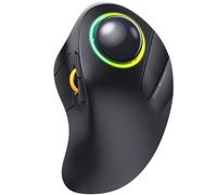 ProtoArc EM03 - Ratón inalámbrico Trackball Bluetooth, ergonómico RGB con dedo, recargable, para computadora portátil, conexión de 3 dispositivos, compatible con iPad, Mac, Windows, color negro