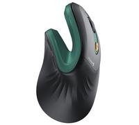 ProtoArc Ratón Ergonómico, EM11 NL Inalámbrico Vertical Ratón óptico Recargable con 3 Puertos de Dispositivo (Bluetooth y USB), 3 dpi Ajustables para Ordenador, iPad, Mac, Windows - Negro Verde