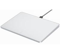 ProtoArc Ratón USB con cable para Windows 10/11, mouse grande de alta precisión, multigestos con trackpad portátil de aluminio ultra delgado para computadora/escritorio/portátil, blanco y plateado