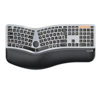 ProtoArc Teclado ergonómico inalámbrico retroiluminado, teclado EK01 Plus Ergo con reposamuñecas, diseño dividido, carga USB-C, Bluetooth y USB, escritura natural compatible con Windows/Mac/Android