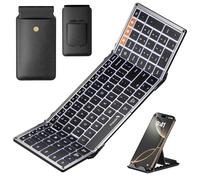 ProtoArc XK01 Plus - Teclado plegable plegable portátil Bluetooth para viajes, teclado inalámbrico externo de tamaño completo con retroiluminación para iPad, tablet, smartphone, laptop, PC