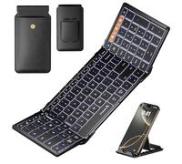 ProtoArc XK01 Plus - Teclado plegable plegable portátil con Bluetooth para viajes, teclado inalámbrico externo de tamaño completo con retroiluminación para iPad, tablet, smartphone, laptop, color