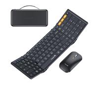 ProtoArc XKM01 - Teclado y mouse plegables, teclado y mouse Bluetooth plegable de tamaño completo para viajes de negocios, una suite de oficina portátil sobre la marcha, compatible con laptop, iPad