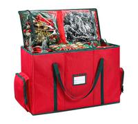 Protocolo de Navidad - Gran organizador impermeable para decoraciones navideñas | Protege coronas, figuras, cintas, colgantes con soportes simples, apartamento que ahorra espacio, ático, armario