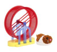 Protoence Mascotas Electrónicas - Rueda de Juguete para Hámster y Gato de Simulación | Hámster De Peluche con Soporte Y Rueda De Ejercicios - Entretenimiento para Gatos Perros Niños Niñas Cumpleaños