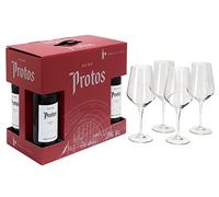 Protos 3er Año Crianza - Vino Tinto Ribera del Duero 4 botellas x 75cl, Tempranillo 100%, Estuche regalo con 4 copas