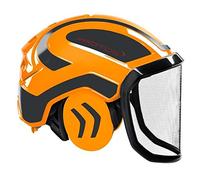 Protos Forest - Casco de seguridad integral con protectores auditivos, naranja