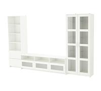 ProTuning BRIMNES - Combinación de almacenamiento de televisión/puertas de cristal, blanco, 320 x 41 x 190 cm