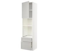 ProTuning METOD/MAXIMERA Horno de cabina alta/micro w dr/2 drwrs, blanco/Lerhyttan gris claro, 60 x 60 x 240 cm