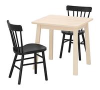 ProTuning NORRARYD/NORRÅKER Mesa y 2 sillas, abedul/negro, 74x74 cm
