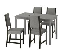 ProTuning STEFAN/HAUGA Mesa y 4 sillas, gris/marrón-negro Knisa gris/beige, 118x74 cm