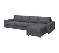 ProTuning VIMLE Sofá de 4 plazas con chaise longue, con reposabrazos anchos/gris medio Gunnared
