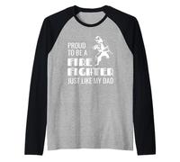 Proud 2nd Generation Firefighter Illustration - Like My Dad Camiseta Manga Raglan