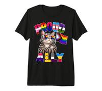 Proud Ally Cat Mes del Orgullo LGBTQ Camiseta Premium