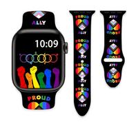 Proud Ally - Correas de reloj LGBT con corazón arcoíris y arco iris del mes del orgullo gay compatibles con Apple Watch de 1.654 pulgadas, 1.732 pulgadas, 1.775 pulgadas, 1.992 pulgadas, correa de