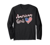 Proud American Girl America Flag American Girlfriend Wife Manga Larga